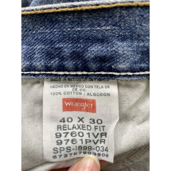 Wrangler Five Star Premium Jeans Mens 40x30 Blue Demin Relaxed Fit Straight Leg - Picture 6 of 10